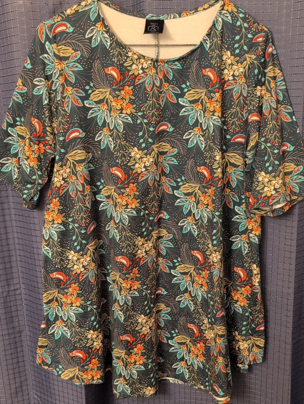 Agnes & Dora Floral Tunic in Teal, Orange and Cream